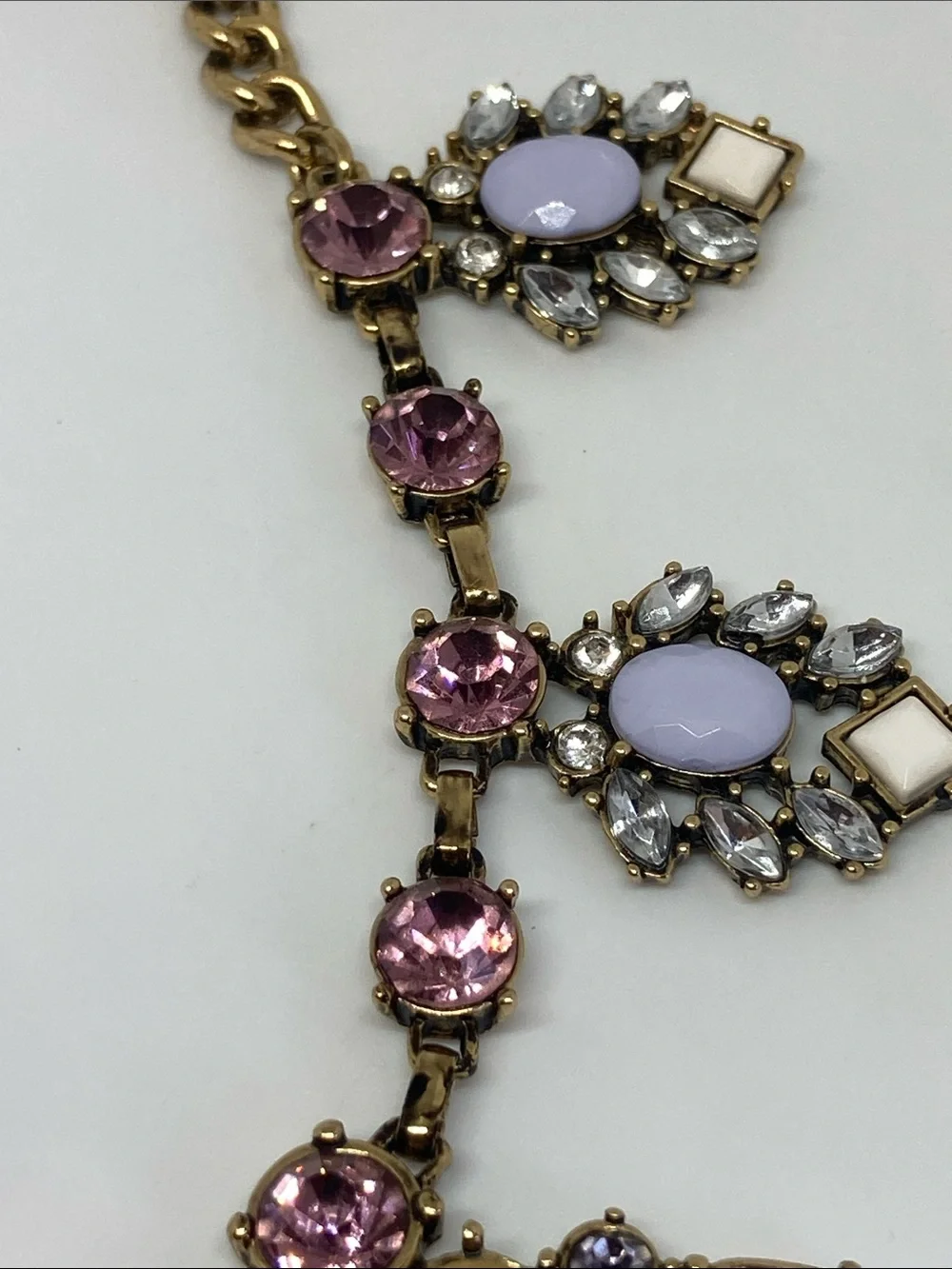 Gold-Tone Pink & Lavender Multi-Stone Statement Necklace